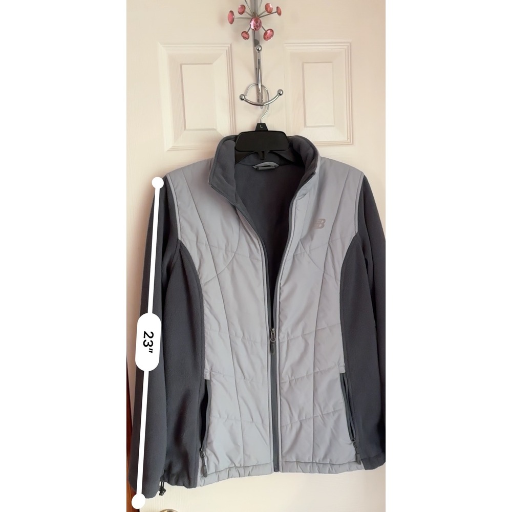 New Balance Womens Gray Full Zip Quilted Fleece Jacket Size L - Picture 8 of 16